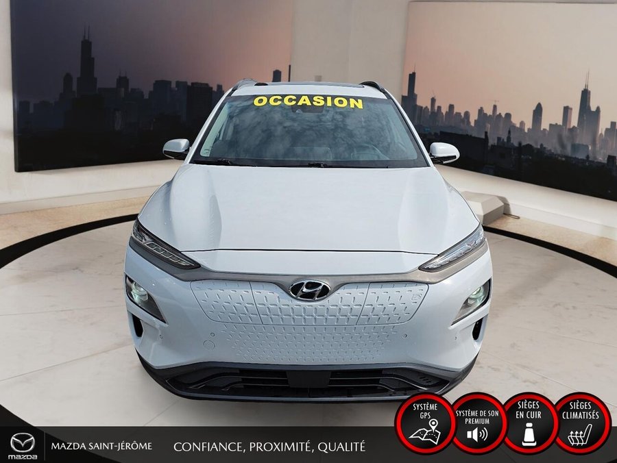 Hyundai Kona électrique Ultimate | TOIT OUVRANT | CUIR | 2021 Blanc