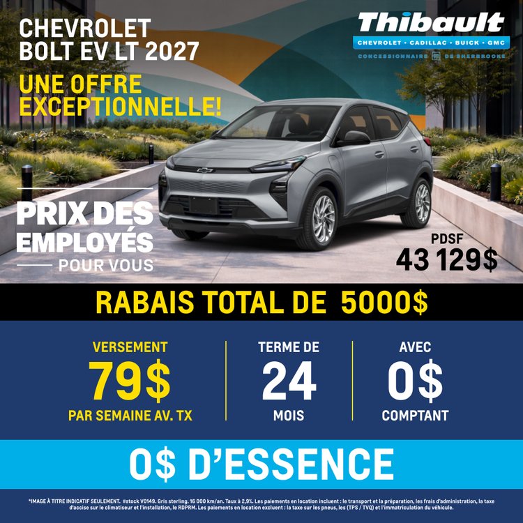 Thibault sherbrooke promo aout chevrolet bolt ev FR