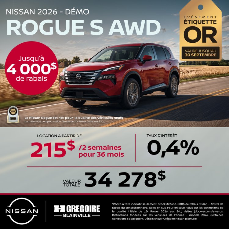 Nissan blainville promo aout ROGUE S FR