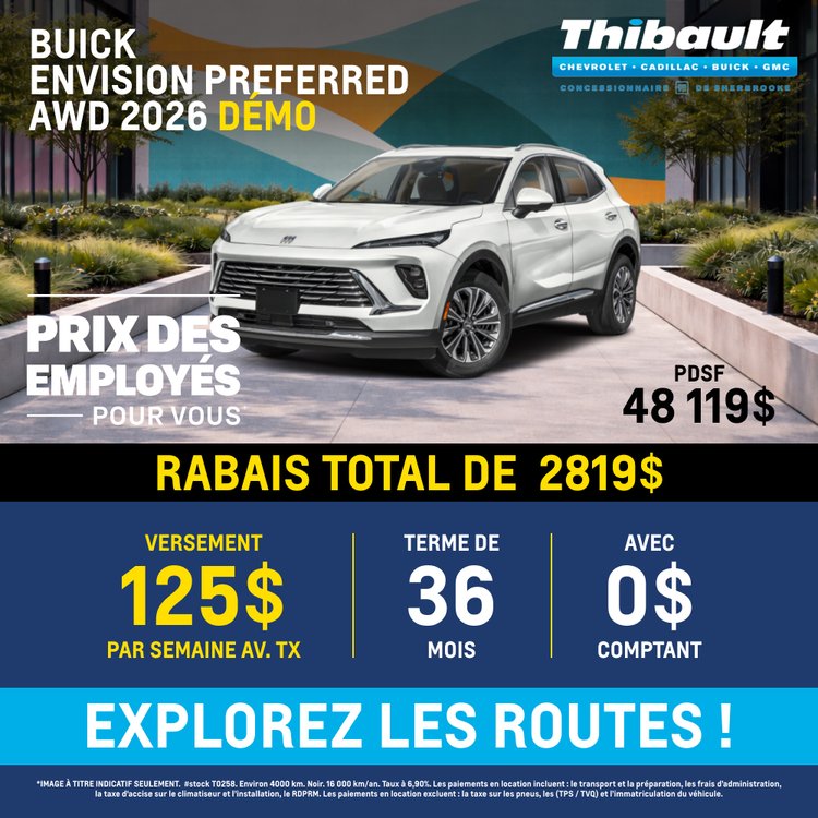 Thibault sherbrooke promo aout Buick Envision 2026 FR