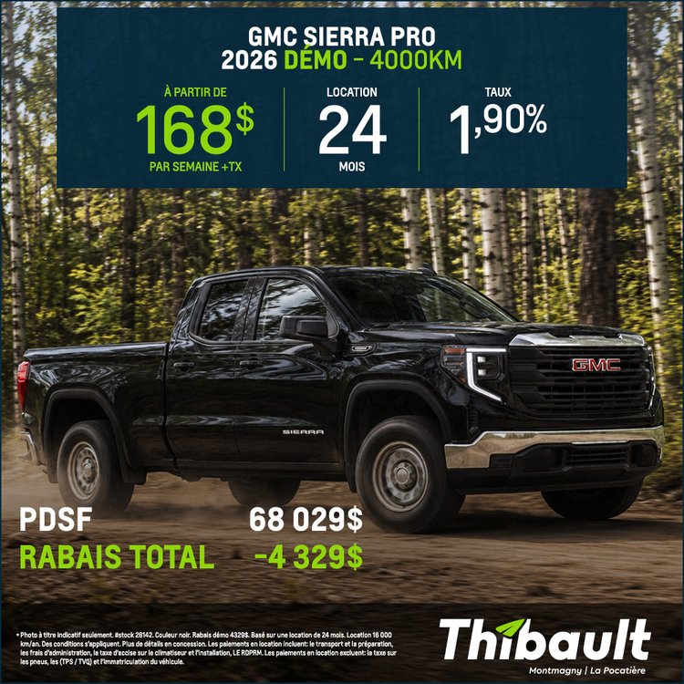 Thibault gm montmagny promo aout GMC SIERRA PRO 2026