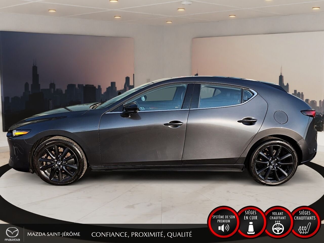 2023 Mazda Mazda3 Sport GT avec moteur turbo | TOIT OUVRANT | CUIR ROUGE | AWD Grey Saint-Jérôme - photo #9