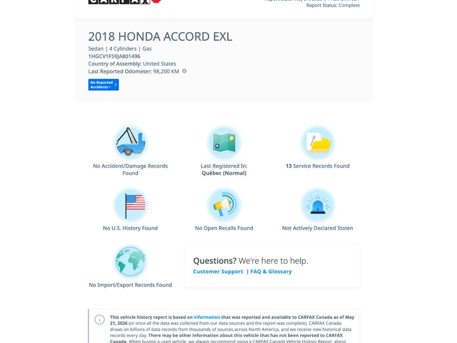 Honda Accord Sedan 2018 2018 Bleu