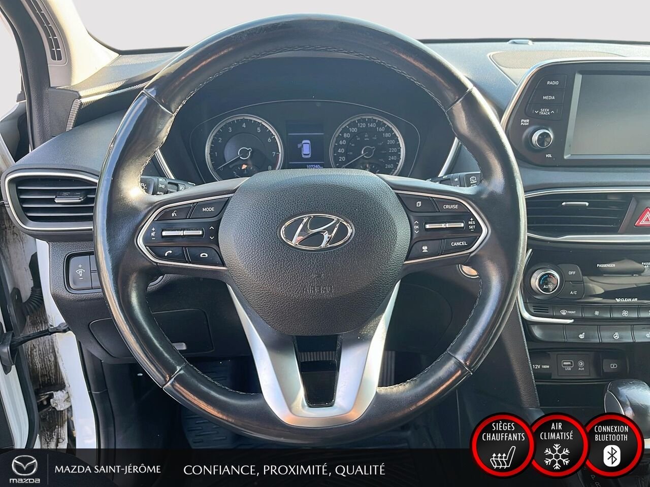 2019 Hyundai Santa Fe 2.4L PREFERRED | AWD | VOLANT CHAUFFANT | RÉG. ADAPTATIF | White Saint-Jérôme - photo #13