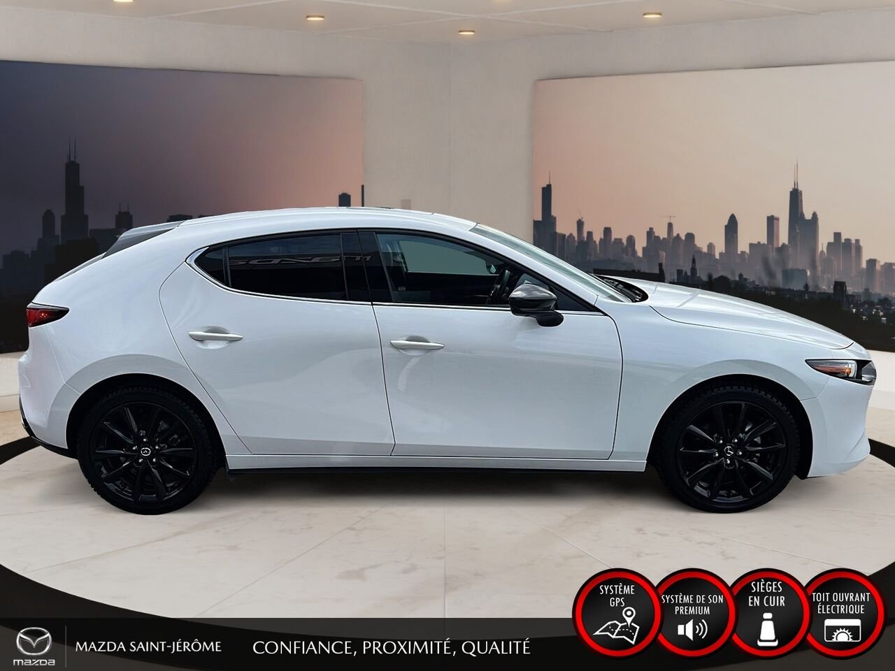 2025 Mazda Mazda3 Sport GT avec moteur turbo | CUIR ROUGE | AWD | TOIT OUVRANT White Saint-Jérôme - photo #4