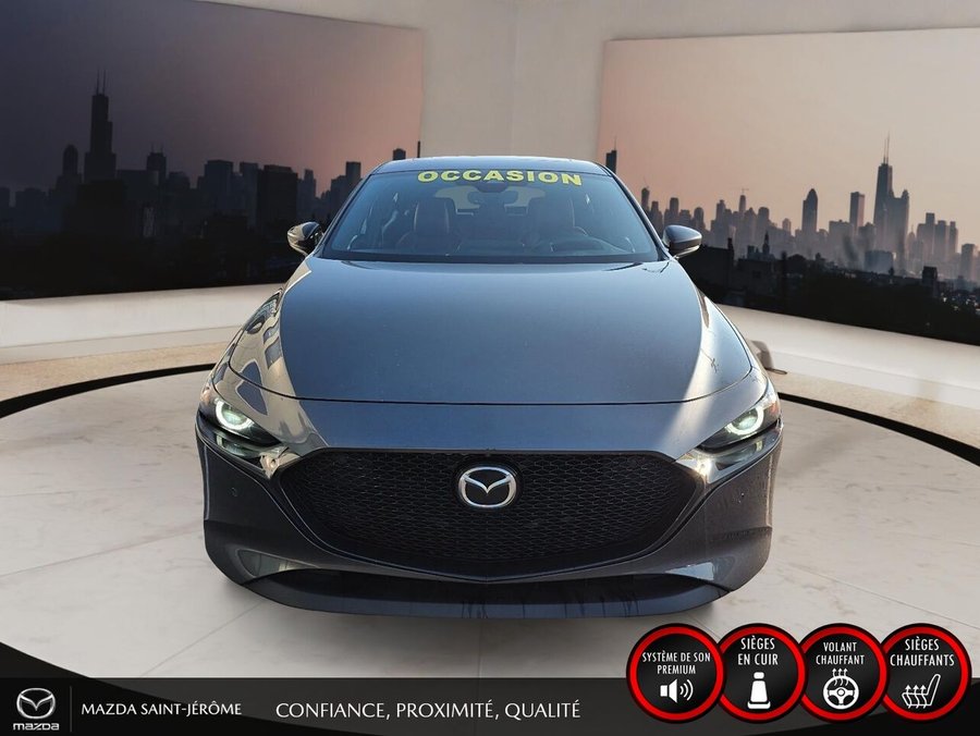 Mazda Mazda3 Sport GT avec moteur turbo | TOIT OUVRANT | CUIR ROUGE | AWD 2023 Gris