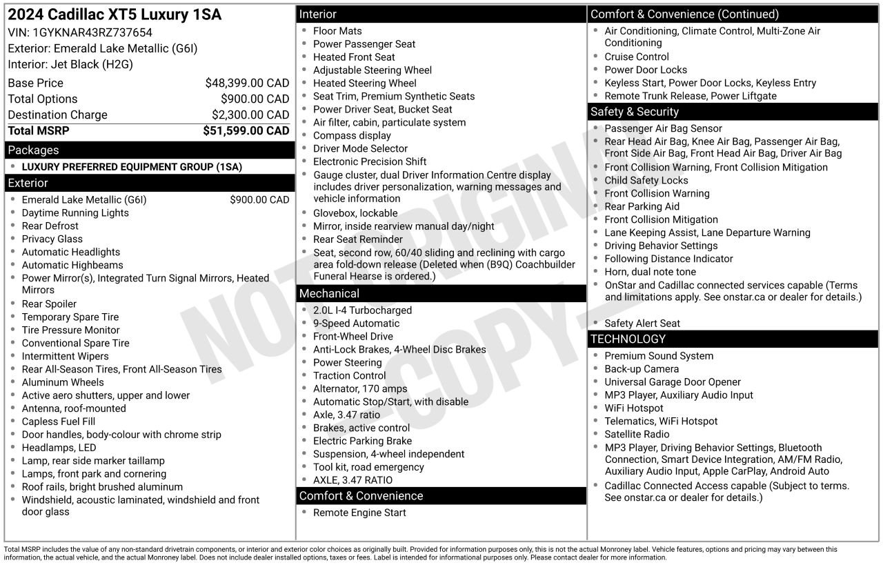 2024 Cadillac XT5 LUXURY FINANCEMENT À PARTIR DE 3.99% Green Laval - photo #4
