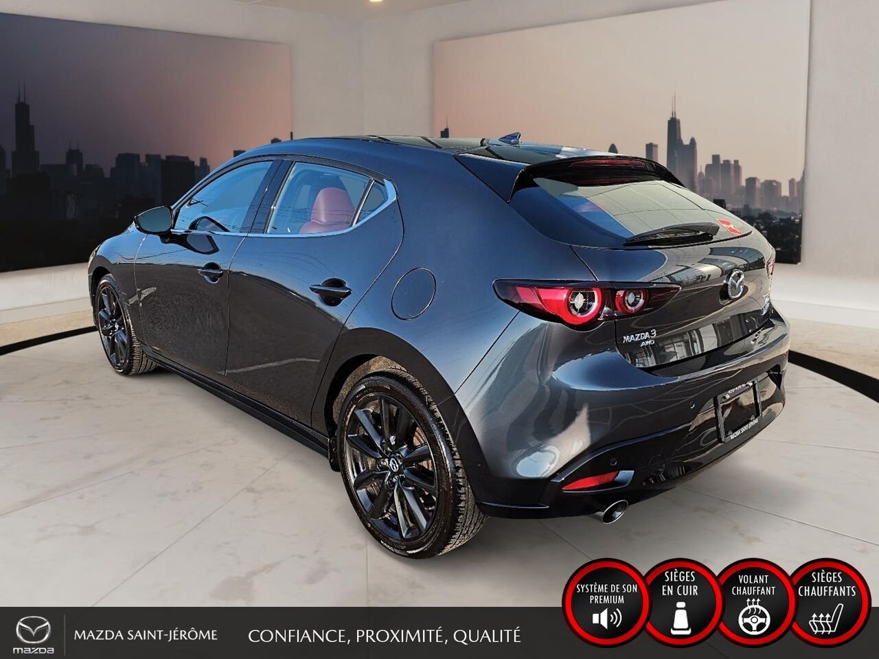 2023 Mazda Mazda3 Sport GT avec moteur turbo | TOIT OUVRANT | CUIR ROUGE | AWD Grey Saint-Jérôme - photo #8