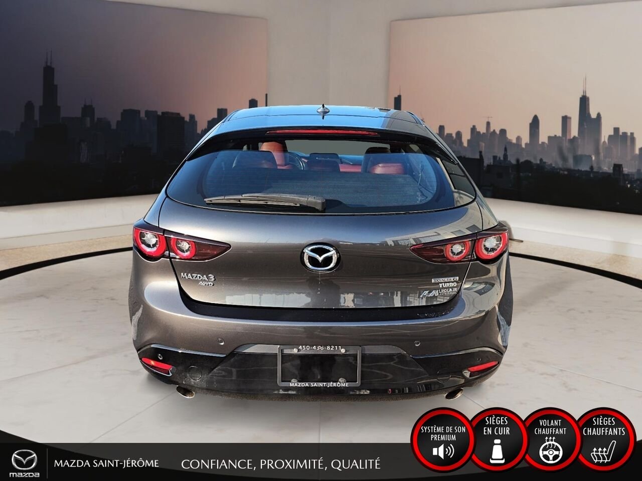 2023 Mazda Mazda3 Sport GT avec moteur turbo | TOIT OUVRANT | CUIR ROUGE | AWD Grey Saint-Jérôme - photo #6