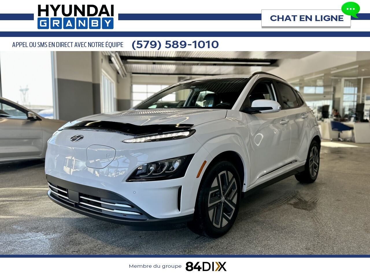 Hyundai Kona électrique 2023 Blanc Granby - photo #3