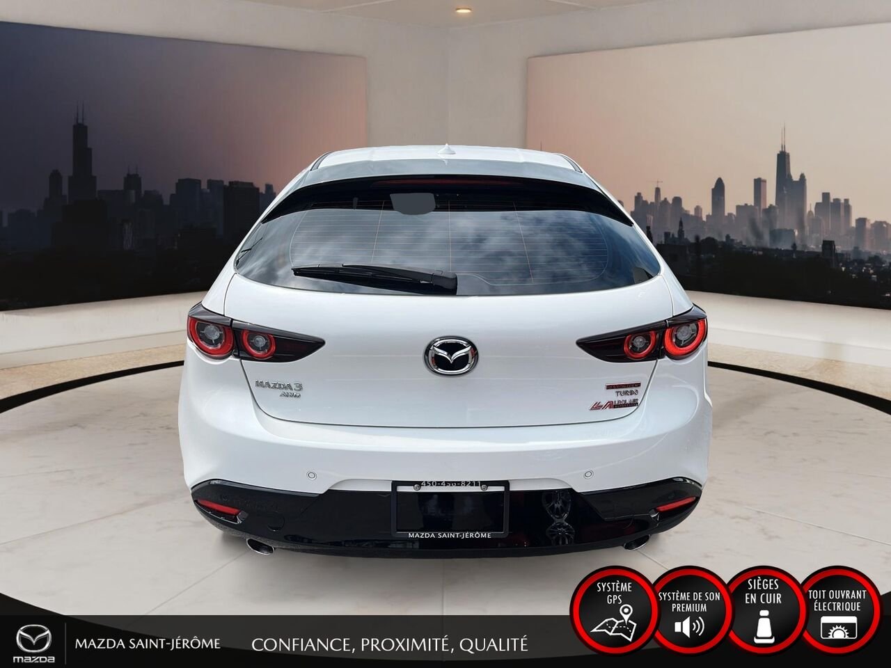 2025 Mazda Mazda3 Sport GT avec moteur turbo | CUIR ROUGE | AWD | TOIT OUVRANT White Saint-Jérôme - photo #6