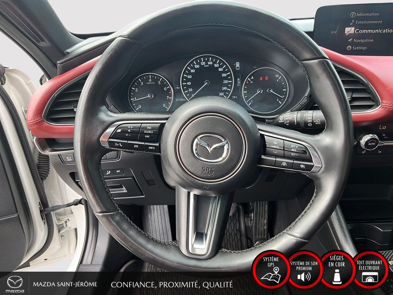 2025 Mazda Mazda3 Sport GT avec moteur turbo | CUIR ROUGE | AWD | TOIT OUVRANT White Saint-Jérôme - photo #13