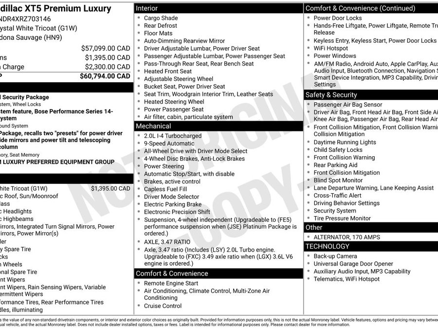 2024 Cadillac XT5 2024 White