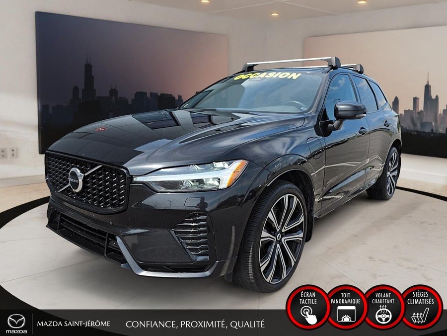 Volvo XC60 Recharge T8 R-Design hybride rechargeable | POLESTAR | TOIT PANORAMIQUE | AWD | CUIR | 2022 Noir