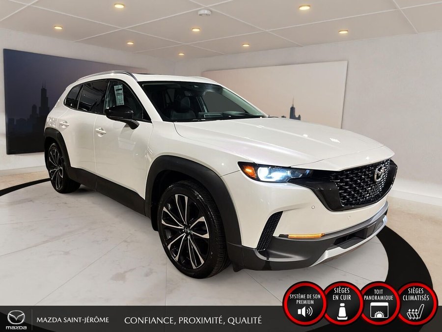 Mazda CX-50 GT avec moteur turbo | TOIT PANORAMIQUE | ENSEMBLE DE REMORQUAGE | CUIR | AWD 2023 Blanc