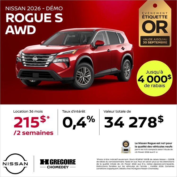 Nissan chomedey promo aout Rogue S FR