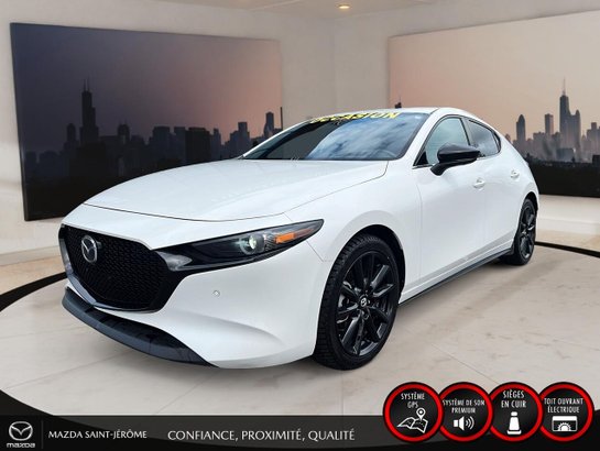 2025 Mazda Mazda3 Sport GT avec moteur turbo | CUIR ROUGE | AWD | TOIT OUVRANT White