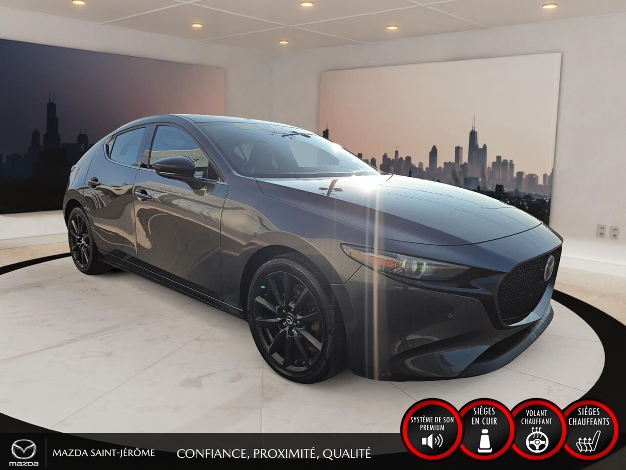 2023 Mazda Mazda3 Sport GT avec moteur turbo | TOIT OUVRANT | CUIR ROUGE | AWD Grey Saint-Jérôme - photo #3