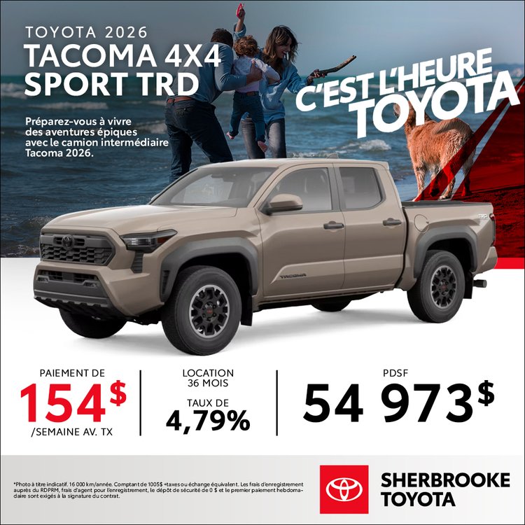 Sherbrooke toyota promo TOYOTA TACOMA TRD SPORT 2026 aout FR