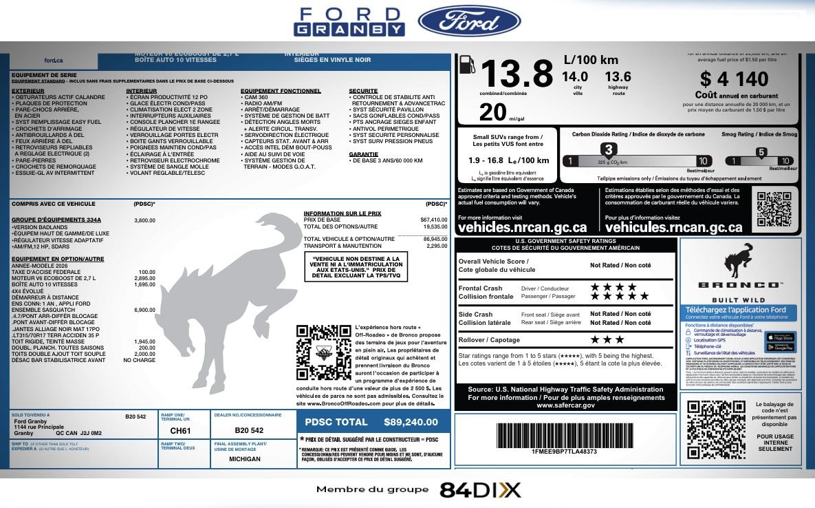 Ford BRONCO 2026 Gris Granby - photo #32