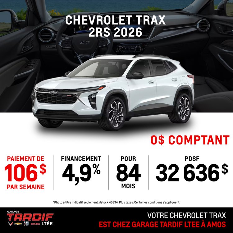 TARDIF promo juillet chevrolet trax 2RS FR 1