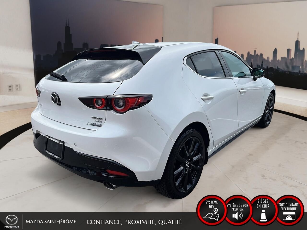 2025 Mazda Mazda3 Sport GT avec moteur turbo | CUIR ROUGE | AWD | TOIT OUVRANT White Saint-Jérôme - photo #5