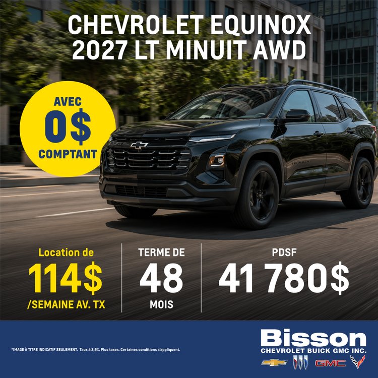 Bisson Chevrolet promo aout Equinox LT 2027