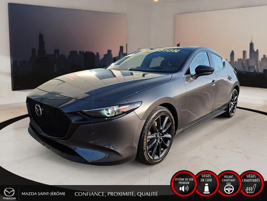 Mazda Mazda3 Sport GT avec moteur turbo | TOIT OUVRANT | CUIR ROUGE | AWD 2023 Gris